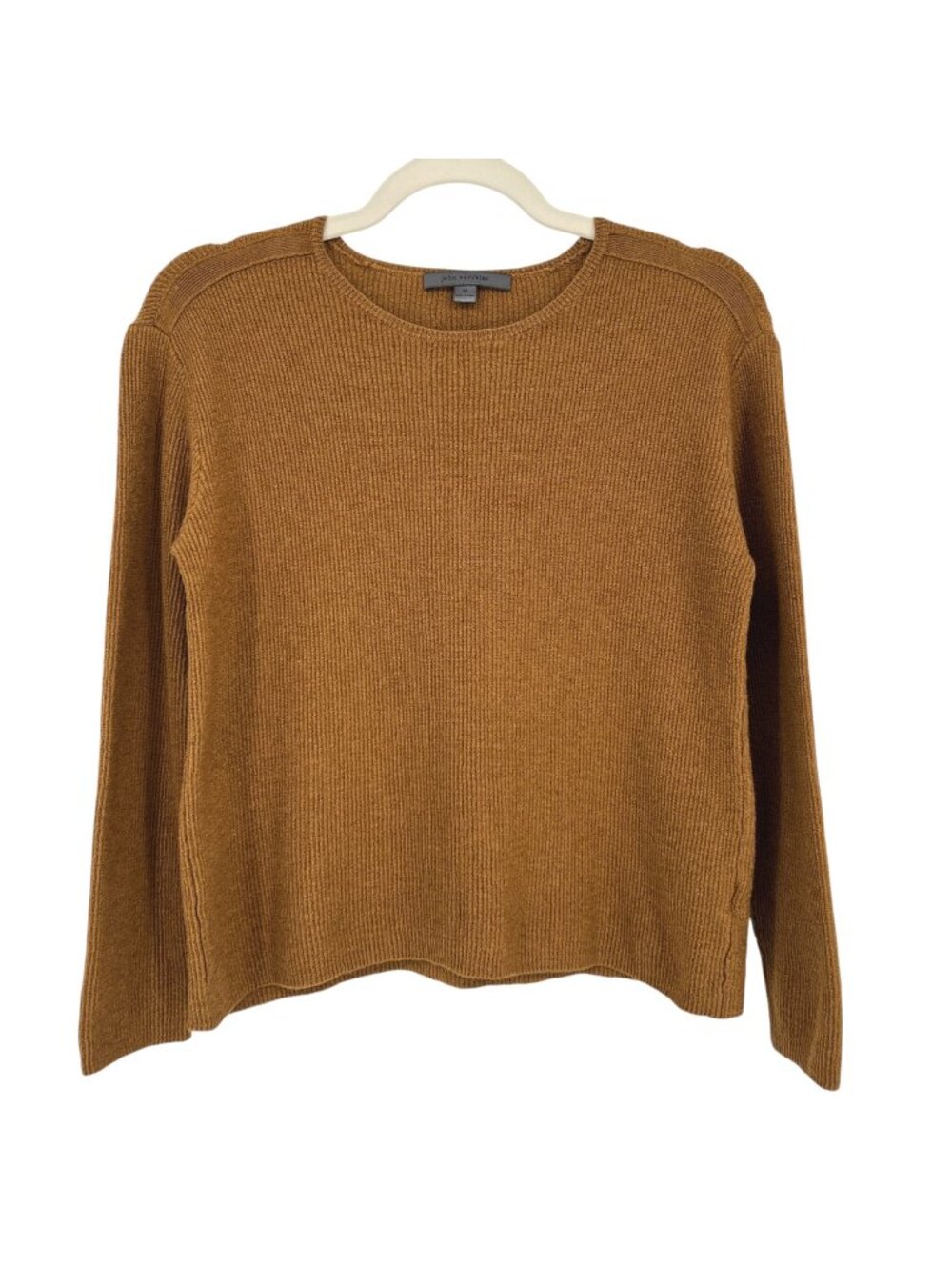 John Varvatos Womens Merino Wool Silk Ribbed Knit Sweater Brown Size Medium